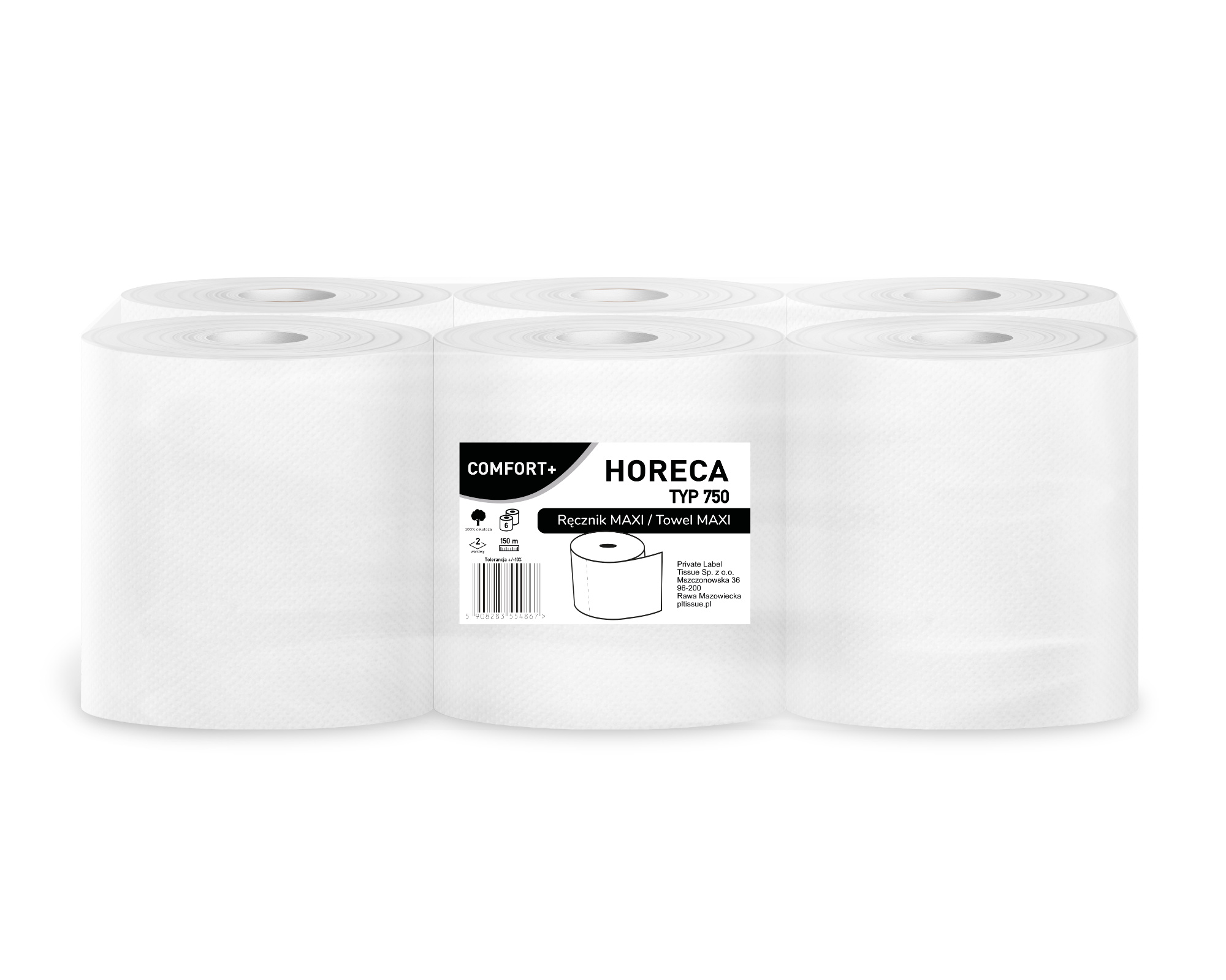 Paper towel MAXI 6R HORECA COMFORT+ type 750/18 150M
